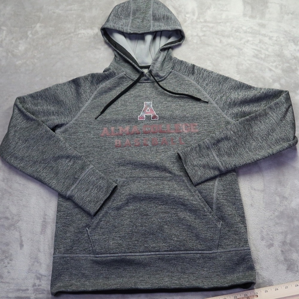 Adidas Alma College Baseball Hoodie Men's M Gray Climawarm Hooded Sweatshirt